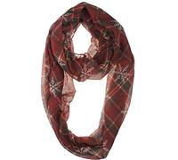VIVIAN & VINCENT Sciarpa morbida e leggera con diverse stampe, sciarpa a cerchio infinito traslucido Christmas Burgundy Red and Green Plaid Snowflake
