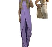 Vivianhan 2023 Nuovo Completo da Donna Maturo in Jersey a 7 Colori, Abiti da Sera Formali Estivi Eleganti Senza Maniche con Spacco (XX-Large, Viola)