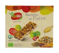 Vivibio Barretta di farro biologico - Dolcificata con sciroppo di mais - Ricca di fibre - Gustosa e deliziosa - 3x20g