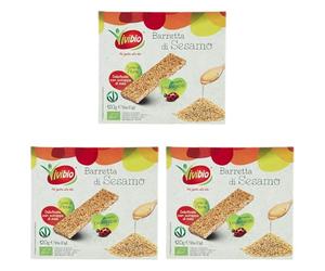 Vivibio Barretta di Sesamo Bio, 6 x 20g (Confezione da 3)