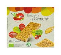 VIvibio Barretta di sesamo biologica - Ricca di fibre - Dolcificata con sciroppo di mais - Snack gustosi e deliziosi - 6 x 20 g