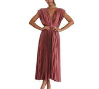 VIVICOLOR SATILE da SATILE Donne A Linea V Neck Impero Abito in Vita Abito da Sera pieghettate da Sera