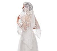 VIVICOLOR Velo di Pizzo cattolico Mantilla Velo di Pizzo Floreale Velo da Cappella di Massa Elegante Scialle da Chiesa Che Copre la Testa Sciarpa per Matrimoni Nuziali