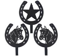VIVICOMFY 3PCS Horse Star Rustic Ranch Horse Head Hook Coat Hooks Key Hooks Rack Towel Horseshoe Hooks Hat Hook Wall Mounted Wall Hook Coat