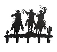 VIVICOMFY Appendiabiti da parete a forma di cowboy occidentale, ganci per chiavi, appendiabiti per cappelli, zaini, decorazione per la casa, soggiorno, corridoio, ufficio (nero)