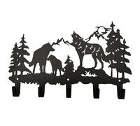 VIVICOMFY Appendiabiti in metallo con lupo, decorazione artistica da parete, appendiabiti e portachiavi, appendiabiti e zaino, ganci a tema animale, decorazione per la casa, soggiorno, corridoio,
