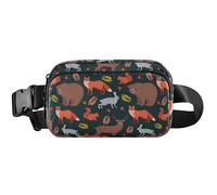 Vivid Animal - Marsupio da donna, impermeabile, con motivo animale, colore nero, 20,3 x 13,5 x 5,8 cm, divertente e carino, animale nero vivace, 20,3 x 13,5 x 5,8 cm, divertente, Vivid Animal Nero, 8