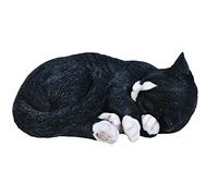 Vivid Arts, Statua Decorativa in Resina Sintetica, Motivo: Gatto Che Dorme, Misura: B, Colore: Nero/Bianco