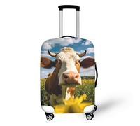 Vivid Cow Sunflower - Copertura per valigia, in spandex, misura media, con grazioso fiore di mucca, protezione antipolvere e resistente agli urti, adatta per 45-81 cm, Girasole di mucca, XL(29-32 IN)