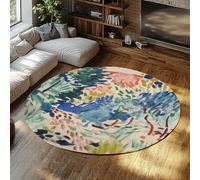 Vivid Garden Brushstroke da cucina rotondo Tappeto 80cm Stuoia da ingresso a cerchio sottile leggero lavabile antiscivolo per soggiorno camera da letto stanza dei giochi angolo