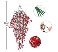 Vivide Piante Finte da Appendere 4 Pezzi Rosso Plastica Vite Decorazione Interno