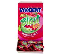 Vivident Fruit Blast, Chewing Gum Ripieno, Senza Zucchero, Gusto Fragola Lime, Senza Glutine, Confezione da 200 Gomme da Masticare