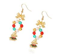 Vividi orecchini a goccia multicolori con fiocco in lega anallergica, comodi da indossare per feste di festa, accessorio a goccia festiva con perline, Taglia unica, come descritto