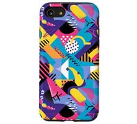 Vivido motivo a fusione di forme grafiche retrò anni '80 e '90 Custodia per iPhone SE (2020) / 7/8