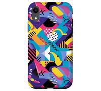 Vivido motivo a fusione di forme grafiche retrò anni '80 e '90 Custodia per iPhone XR