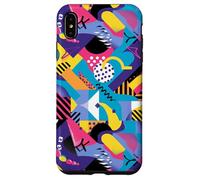 Vivido motivo a fusione di forme grafiche retrò anni '80 e '90 Custodia per iPhone XS Max