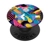Vivido motivo a fusione di forme grafiche retrò anni '80 e '90 PopSockets PopGrip Adesivo