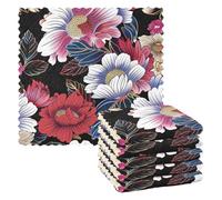 Vivido stile giapponese fiori in microfibra asciugamano asciugatura piatti 6 Pack turco strofinacci arredamento toallas para cocina 28x11 pollici