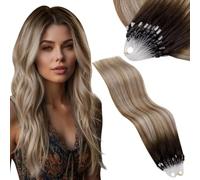 Vivien 45cm 50g Extension Capelli Veri Microring Balayage Marrone Ombre Biondo Extension Microring Capelli Veri Biondo Chiaro Extension Micro Ring Capelli Veri Invisibile #3/8/24