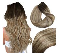 Vivien 55cm 100g Tessitura Extension Capelli Umani Castano Ombre Marrone Chiaro Extensiuon Capelli Veri Tessitura Balayage Marrone #3/8/24