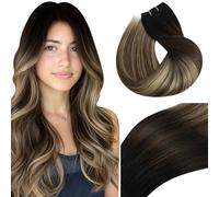 Vivien Extension Capelli Veri Tessitura 55cm 100g Extension Capelli Tessitura Marrone Cenere Balayage Marrone Cioccolato Ombre Nero Naturale Capelli Veri per Extension Tessitura #1b/4/18