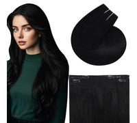 Vivien Nero Capelli Umani Filo Extension 50 cm Fishe Linea Extension dei Capelli Remy Jet Nero Invisibile 100g #1