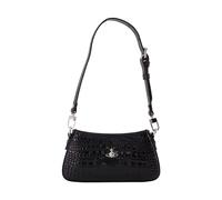 Vivienne Westwood Tasha Embossed Croc Borsa a spalla nero, pelle di vitello goffrata, donna