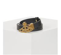 Vivienne Westwood Cintura SMALL LINE ORB BUCKLE/BRASS in Nero Unica