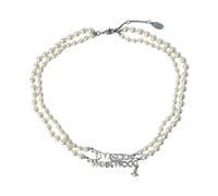 Vivienne Westwood - Collana di perle Swarovski con motivi in argento - - Accessories - Donna - Giallo - ONE SIZE