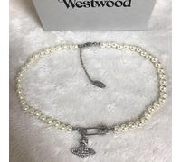 Vivienne Westwood Collana Mini Bassorilievo Perla Sfera Clip Sfera 39 cm Arge...