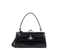 Vivienne Westwood Doll Frame Embossed Croc XL Borsa a mano nero, pelle di vitello goffrata, donna