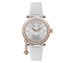 Vivienne Westwood Orb Pastelle Ladies Quartz Watch with Silver Dial & White Leather Strap VV006RSWH