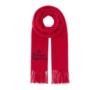 Vivienne Westwood - Sciarpa con logo ricamato e frange - - Accessories - Donna - Rosso - ONE SIZE