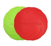 Vivifying 2 dischi volanti per cani in gomma naturale da 17,8 cm per terra e acqua (verde + rosso)