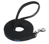 Vivifying Guinzaglio impermeabile per cani, 6,1 m, resistente, rivestito in PVC, lungo guinzaglio con manico morbido, per campeggio, giochi in cortile, spiaggia e lago (nero)