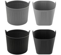 VIVIIHOO 4 Stampelle per Muffin in Silicone per Airfryer, Formine Riusabili per Muffin Senza BPA, Mini Forme per Muffin per Friggitrici ad Aria Calda, Forno, Microonde, Grigio e Nero
