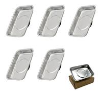 VIVIIHOO Kit 5 Pezzi per Ciotola Magnetica, Vassoio e ripiano Magnetico in Acciaio Inossidabile 95x65mm, Magnete Resistente per Viti, Trapani, Chiodi, portaattrezzi Magnetico per Accessori officine