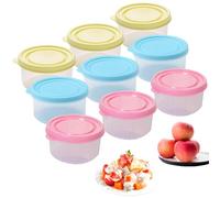 VIVIIHOO Piccole lattine con coperchio in plastica, set da 9 contenitori piccoli, a prova di perdite, impilabili, contenitori salvafreschezza da 160 ml, adatti per microonde e congelatore(9-Circolare)