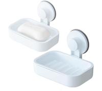 VIVIIHOO Portasapone con Ventosa Senza Foratura-Portasapone a Parete, portasapone Autoadesivo, portasapone da Doccia Riutilizzabile e Impermeabile-Perfetto per Specchio, Vetro e Piastrelle-2 Bianco