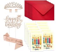 VIVIIHOO - Sciarpa e Corona 18 Anni Ragazza, Topper per Torta e Biglietto d'Auguri - Decorazione e Accessorio per Compleanno - Regalo Perfetto per Celebrare i 18 Anni