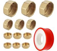 VIVIIHOO Set di 15 tappi ciechi con tappo di chiusura e valvola angolare, accessori di montaggio per impianti di riscaldamento e acqua potabile, in ottone, in 5 misure