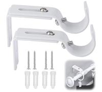 VIVIIHOO Set di 2 supporti per aste per tende con supporto da parete in metallo regolabile per casa, ufficio, camera da letto, armadio e bagno, bianco