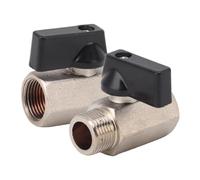 VIVIIHOO Set di 2 valvole a sfera 3/8 pollici, in ottone nichelato, per collegamenti ad aria compressa, mini valvola a sfera filettatura interna x filettatura esterna valvola di intercettazione