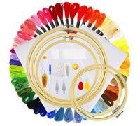 VIVIIHOO Set di Ricamo per Adulti e Principianti - Con Ago da Punzo, Cerchi, Istruzioni per Punto Croce, 5 Rotoli di Bambù e 100 Fili Colorati