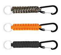 VIVIIHOO Set Portachiavi Paracord - 3 Pezzi in Nero e Arancione e Mimetico, moschettone e Cordino Intrecciato per Campeggio all'aperto Escursionismo e Attrezzatura di Sopravvivenza - 15 .6 cm