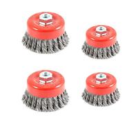 VIVIIHOO Spazzola a Tazza Spazzola Metallica per smerigliatrice angolare, Ø 75 mm + Ø 100mm Set di spazzole Metalliche M14 per smerigliatrice angolare, Filo di Acciaio Flessibile Annodato (4pz)