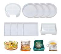 VIVIIHOO Stampi in Resina epossidica Stampi in Silicone Stampi per colata ohSet di 10 Pezzi Stampi per sottobicchieri con Supporto, Stampo per colata Fai da Te per sottobicchieri Rotondi, Quadrati