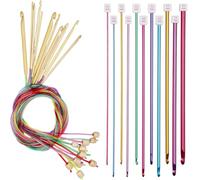 VIVIIHOO tunisino Uncinetto Ganci Set con Corda, 11 pz Alluminio tunisino Uncinetto Ganci per Principianti, Lunghi Uncinetto tunisino, Variopinto Afghan Crochet per Sciarpe Pullover, 2.0-8.0mm Luce