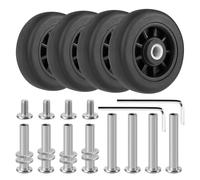 Vivikivi 4 ruote di ricambio universali per valigie, silenziose, ruote per valigie, ruote di ricambio con asse universale, kit di ricambio per ruote per bagagli, Nero , VK-C1, Ruota Valigia