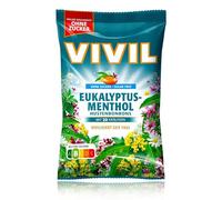 VIVIL Mentolo di eucalipto con 20 erbe, 1 bustina, caramelle per la tosse con sapore di eucalipto, senza zucchero e vegano, 1 x 120 g